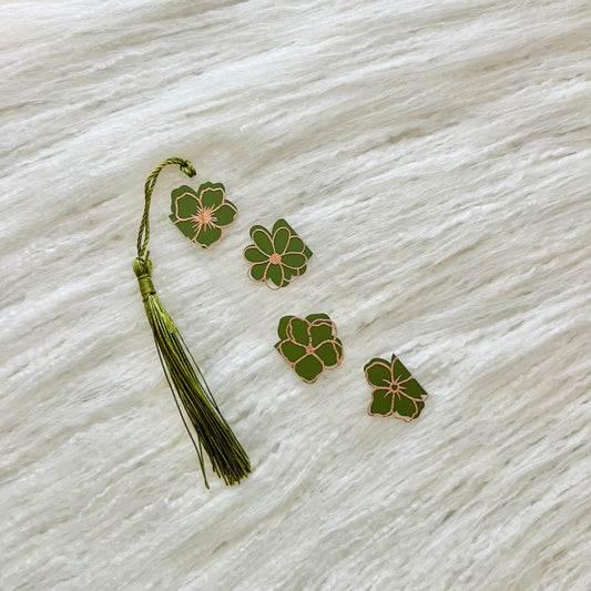 Army Green Floral Bookmark