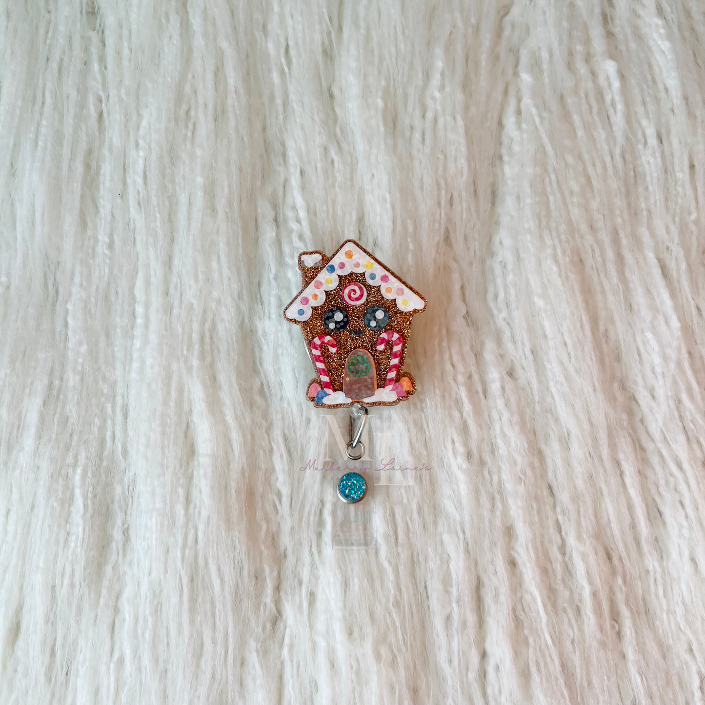 Holographic Gingerbread House Badge Reel