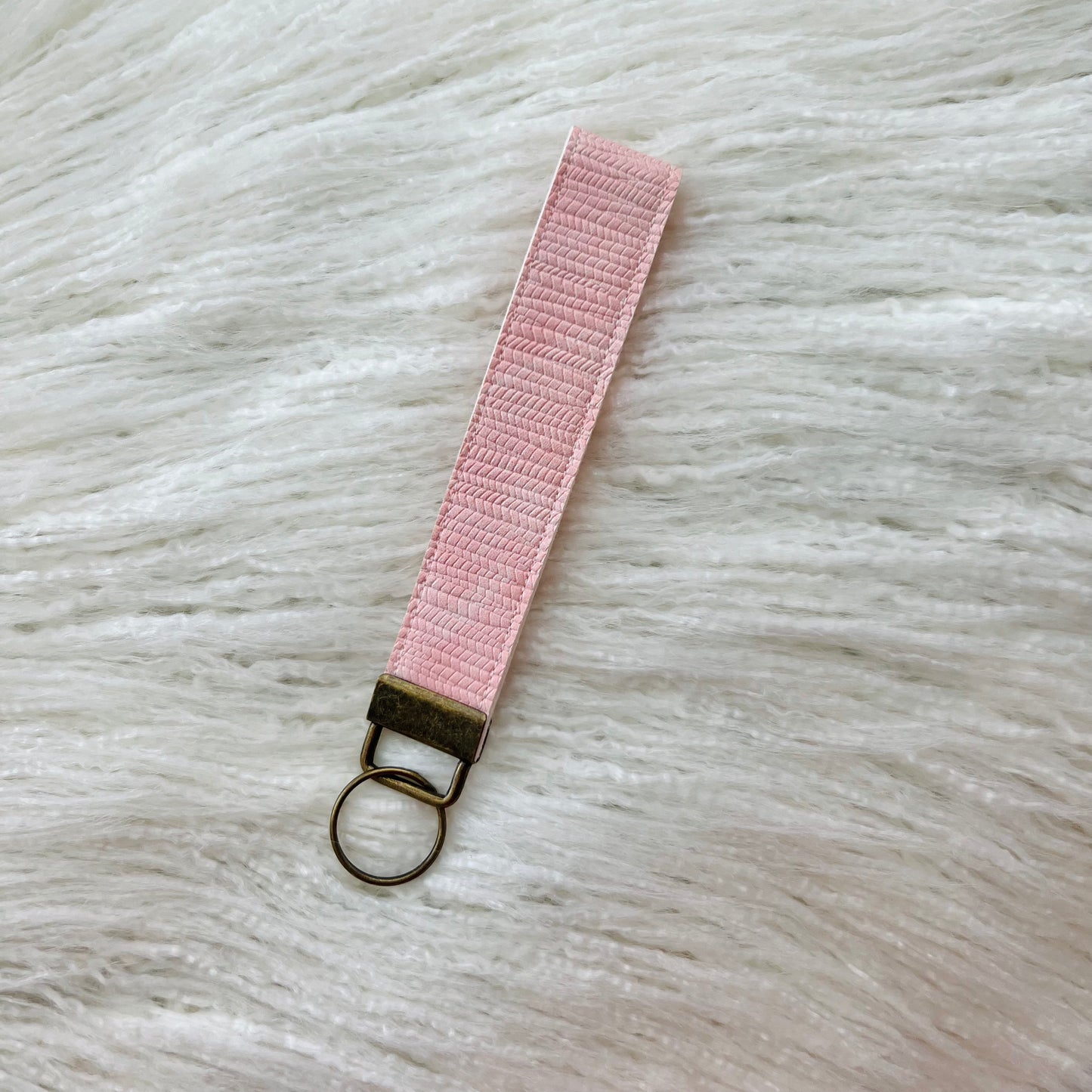 Pastel Peach Textured Faux Leather KeyFob/Wristlet