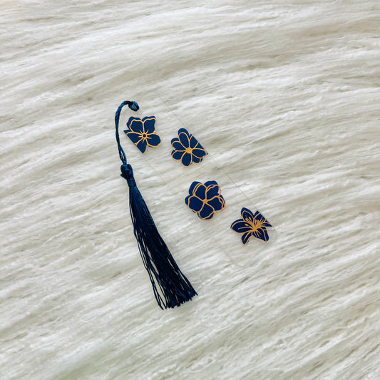 Navy Floral Bookmark