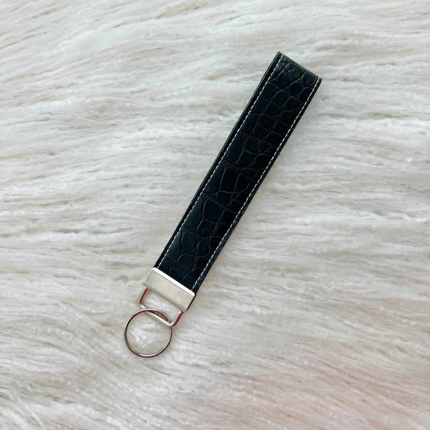 Black Crocodile Faux Leather KeyFob Wristlet