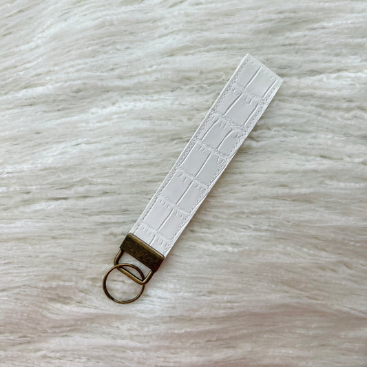 White Crocodile Faux Leather KeyFob/Wristlet