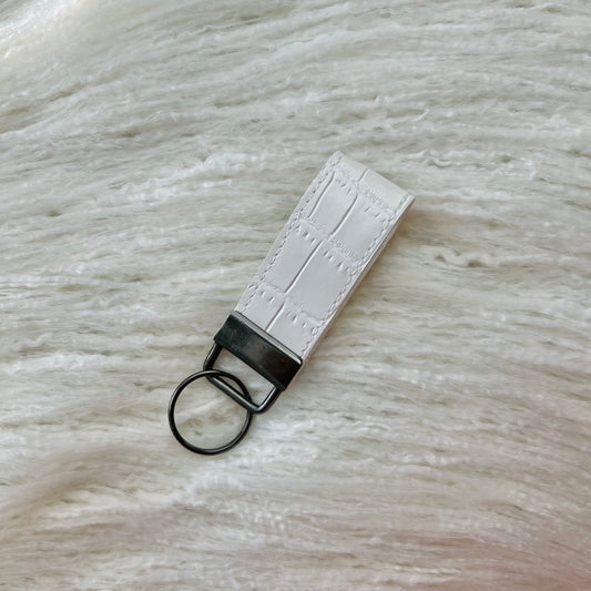 White Crocodile Faux Leather Keychain