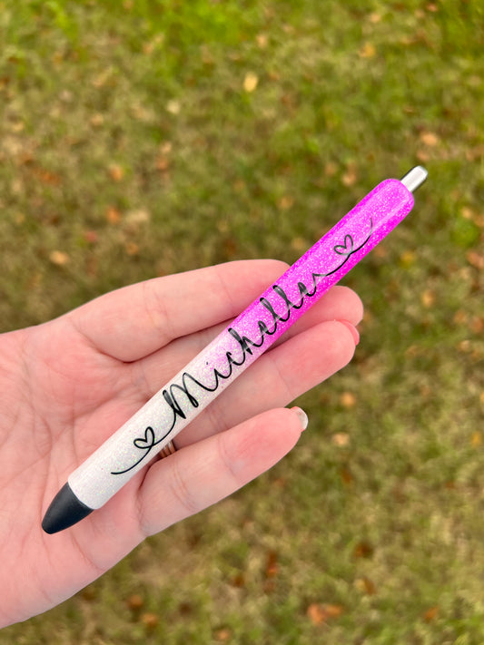 Pink & White Ombré Pen (Black Ink)